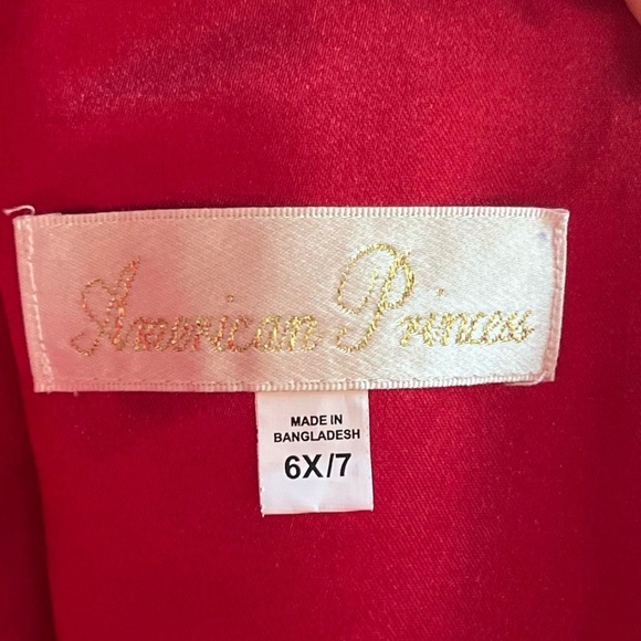 American Princess Red Lace Dress with Bow - Picture 6 of 8